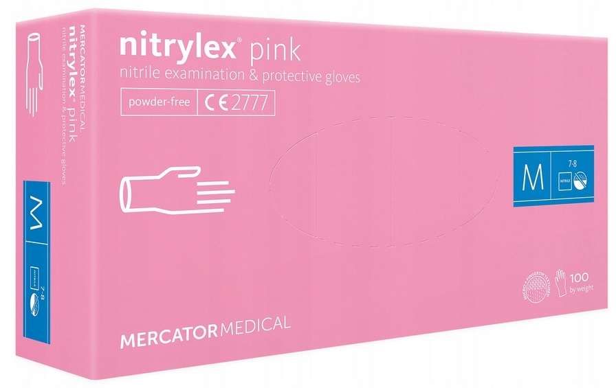 Rękawice Nitrylex PINK 100szt. M Mercator RÓŻOWE