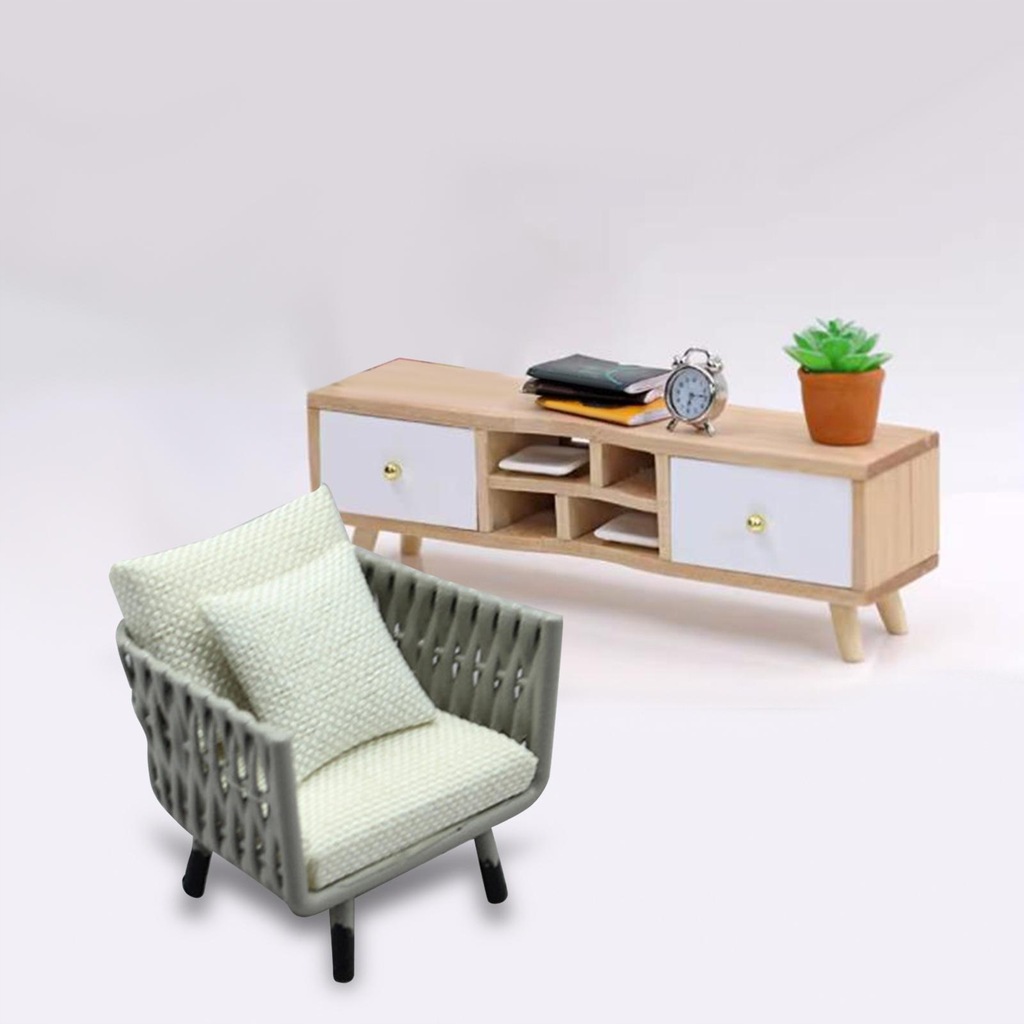 1/12 Scale Dollhouse Sofa, Pretend Play Toy, Classic Furniture single seat