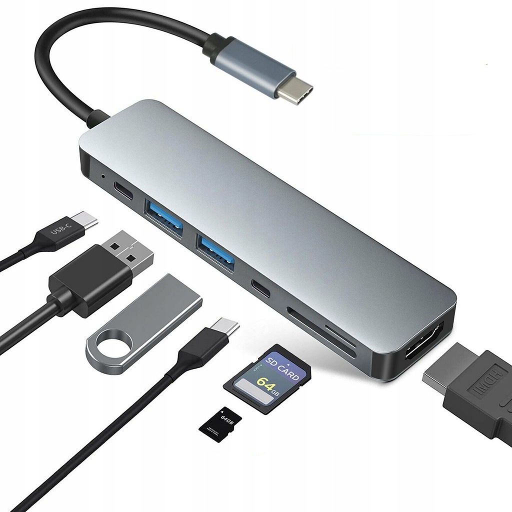 HUB USB-C Adapter 7W1 4K HDMI USB 3.0 SD TF PD 3.0