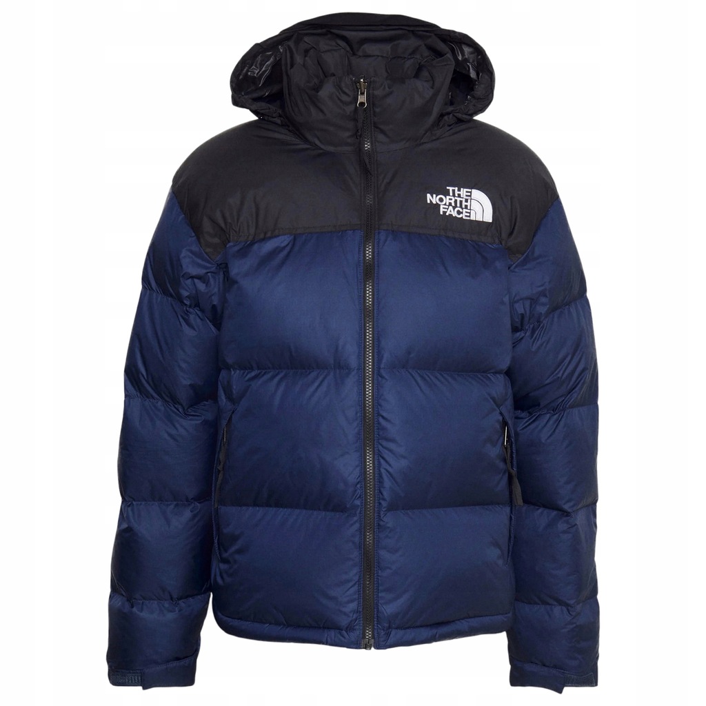 Kurtka męska ciepła granat poliester logo The North Face z kapturem r.XXL
