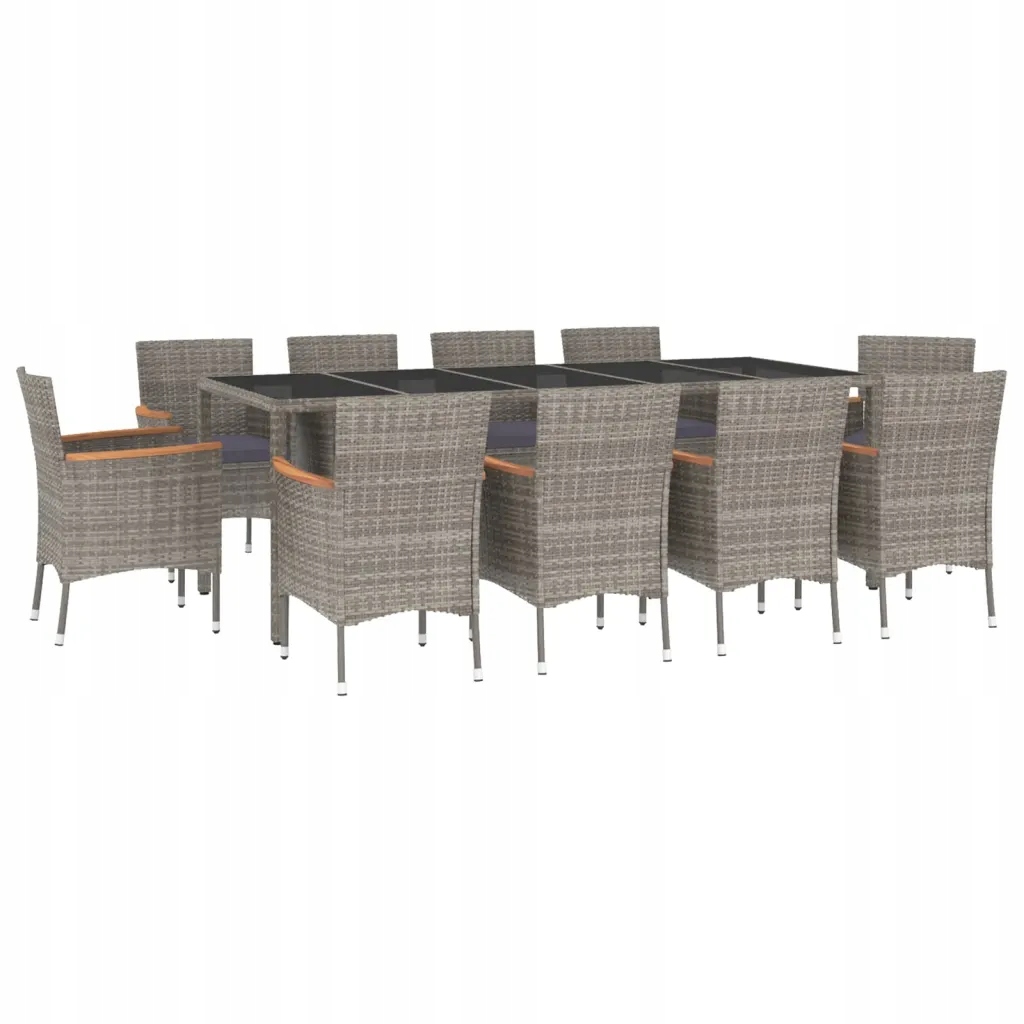 Zestaw mebli ogrodowych rattan PE szary - 250x100x75 cm