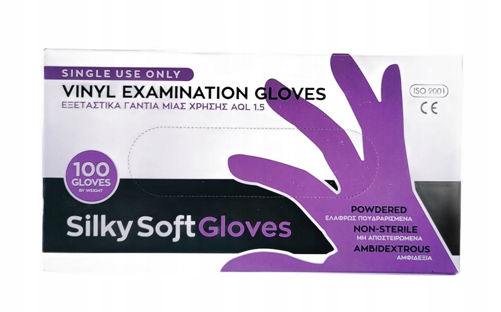 RĘKAWICZKI WINYLOWE TRANSPARENTNE"SILKY SOFT"100szt"XS"