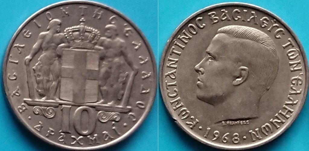 Grecja 10 drachm 1968r. KM 96