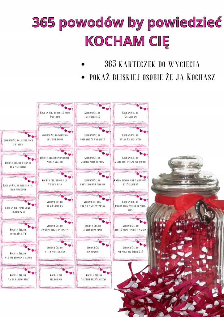 Walentynki! Lista 365 powodów Kocham Cię Do DRUKU