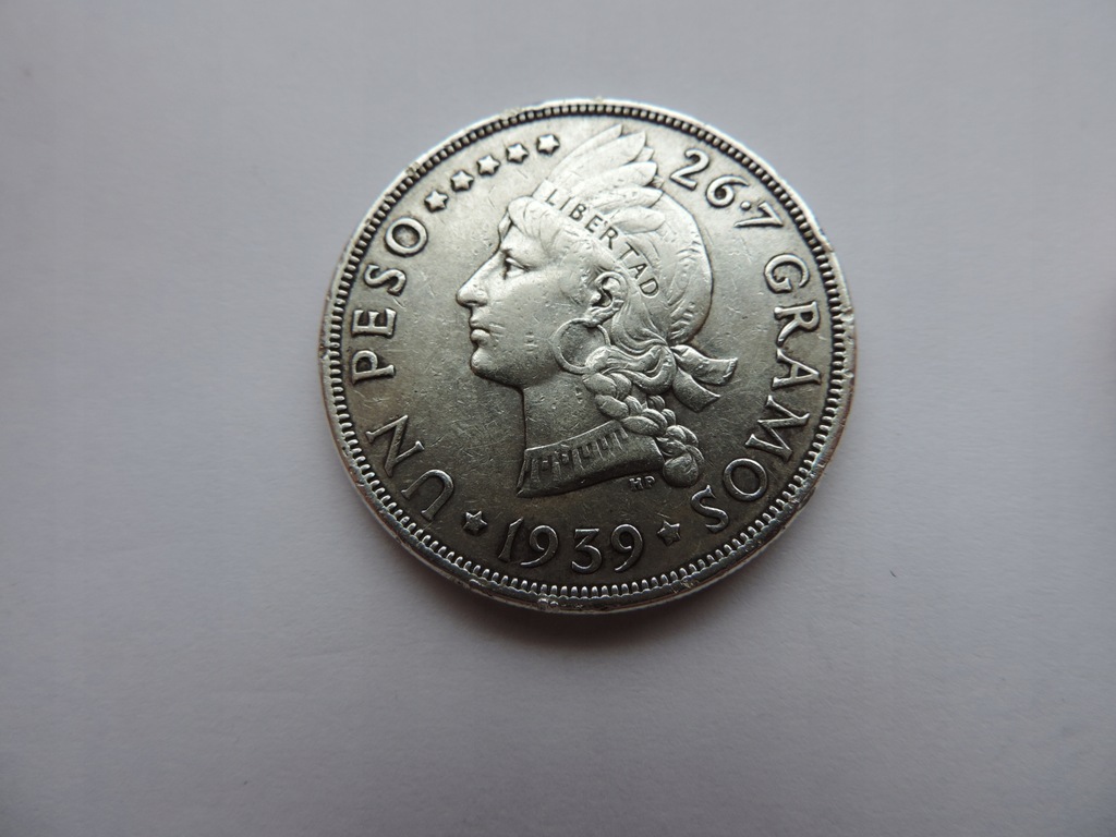 DOMINICANA 1 PESO 1939 SREBRO