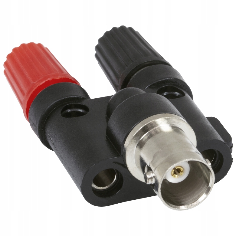 Adapter przejściówka wtyk BNC 2x gniazdo banan 4mm