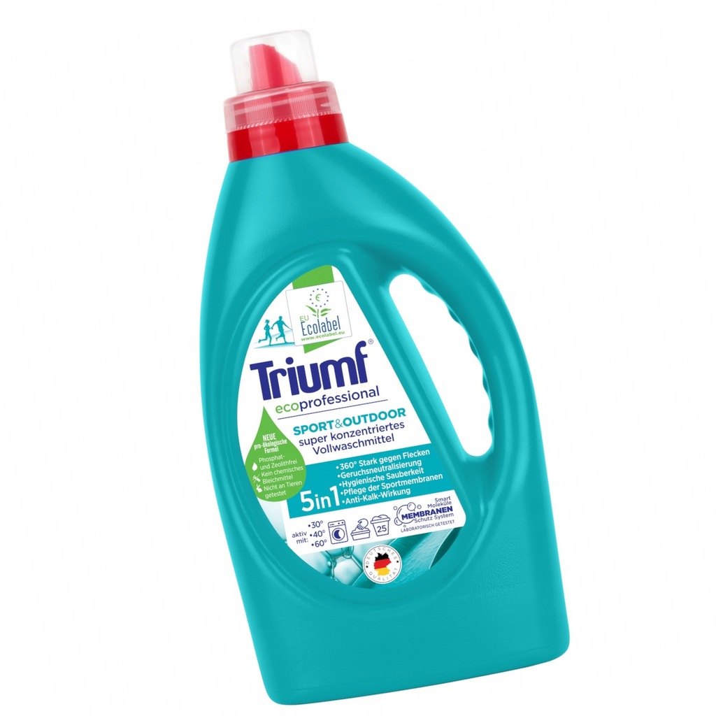 Płyn Żel prania ubrań sporotowych TRIUMF koncentrat EcoLabel 16 prań 1 l