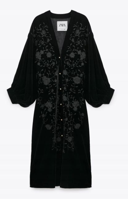 ZARA haftowane aksamitne kimono Boho XS/S