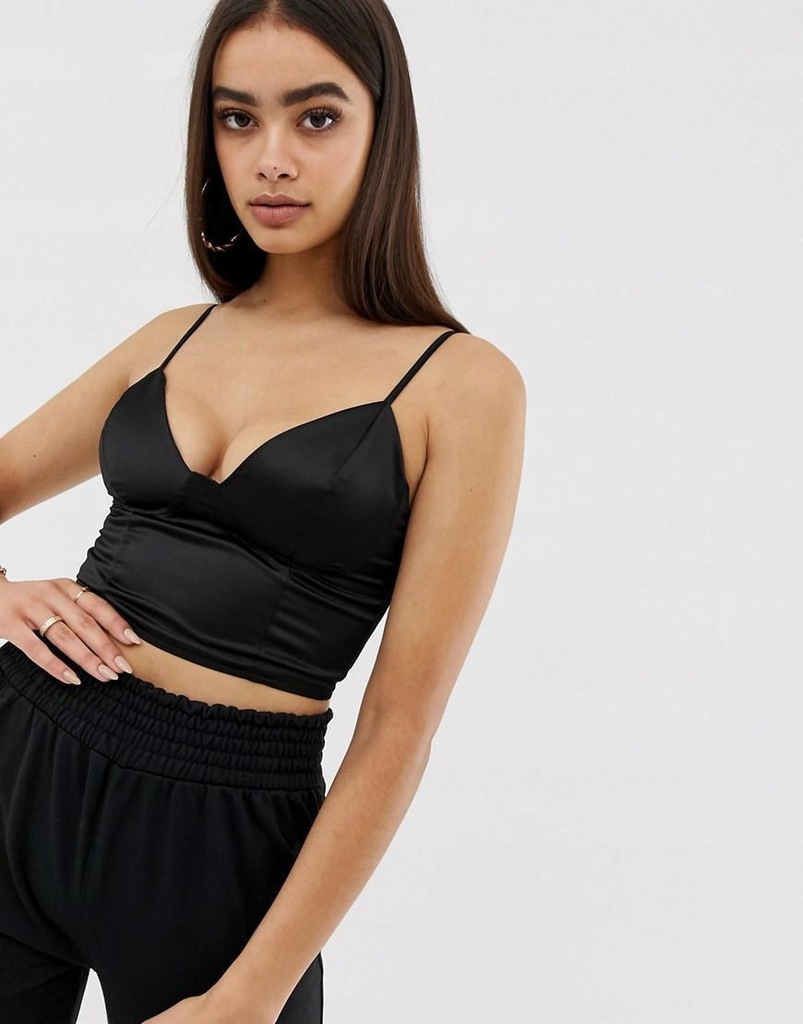 MISSGUIDED__XDN CZARNY CROP TOP NA RAMIĄCZKACH__XL