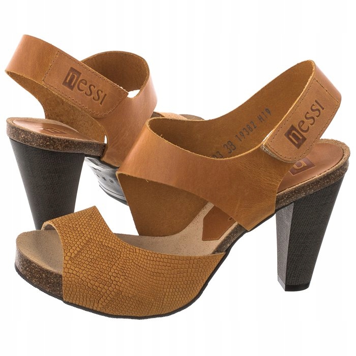 Buty Damskie Sandały Nessi Brązowe/Żółte 42103