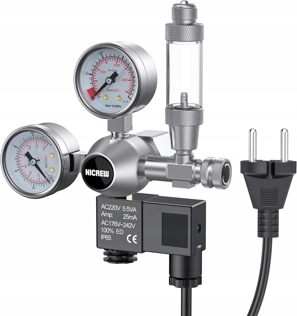REGULATOR SYSTEM CO2 DO AKWARIUM REDUKTOR CIŚNIENIA ELEKTROZAWÓR + LICZNIK