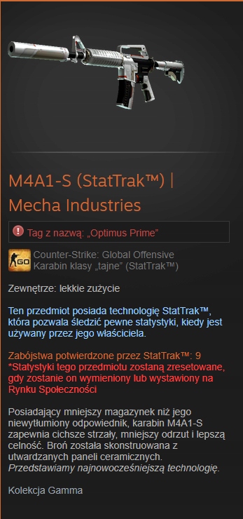 Skiny cs go M4A1-S ST Mecha Industries