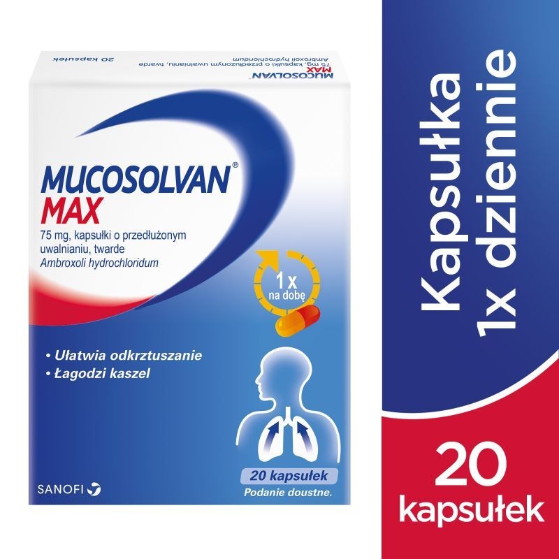Mucosolvan Max 0,075 g, 20 kapsułek