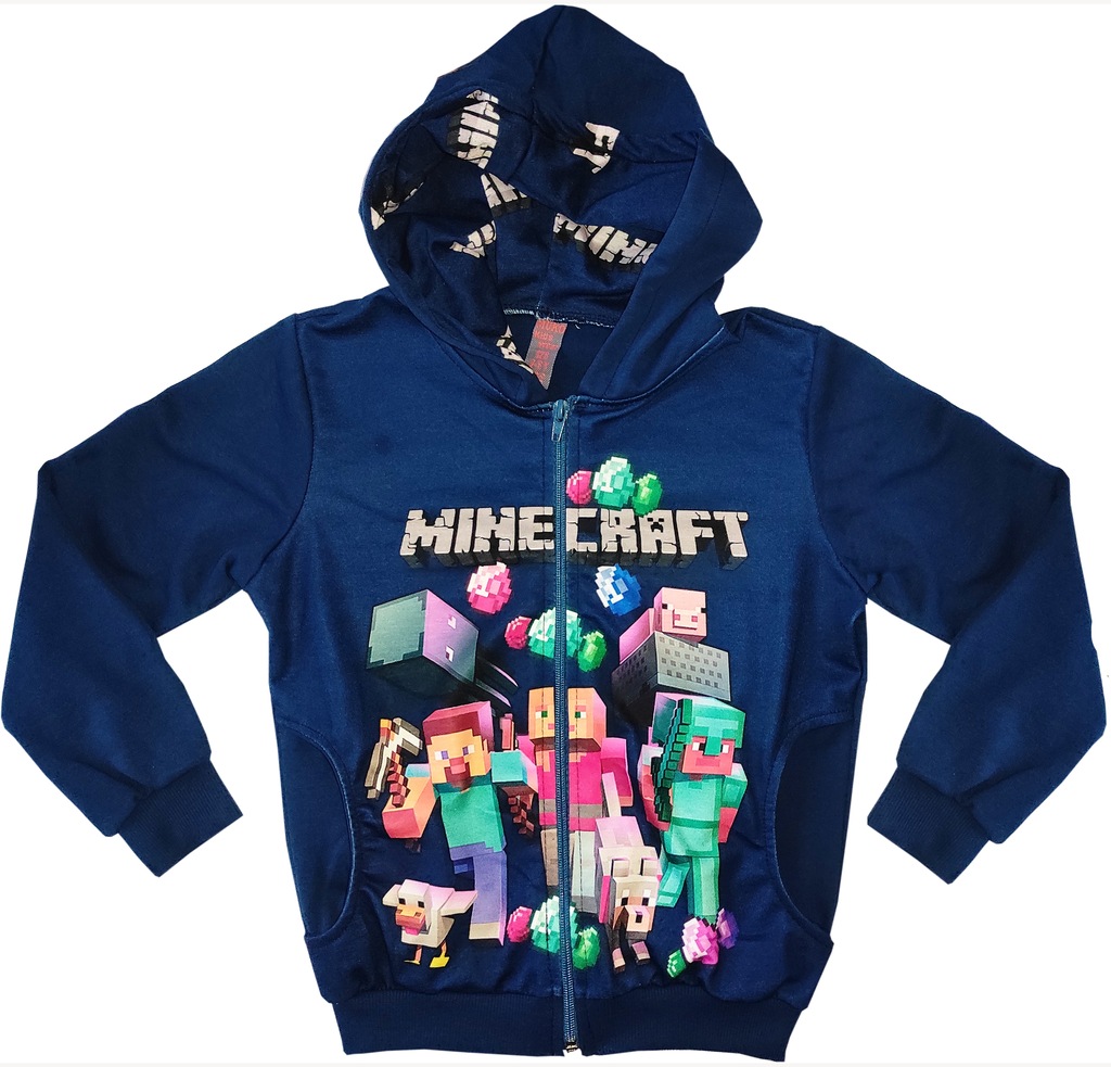 Bluza MINECRAFT sciągacze aplik. druk 152 / 12 lat