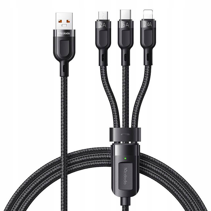 Kabel 3w1 USB Mcdodo CA-0930 6A 1.2m (czarny)