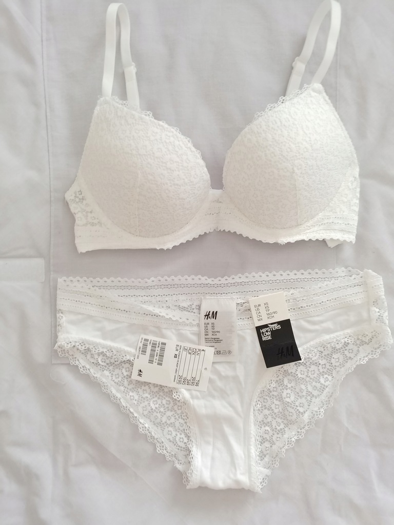 komplet biustonosz + figi H&M push-up 70B 32B