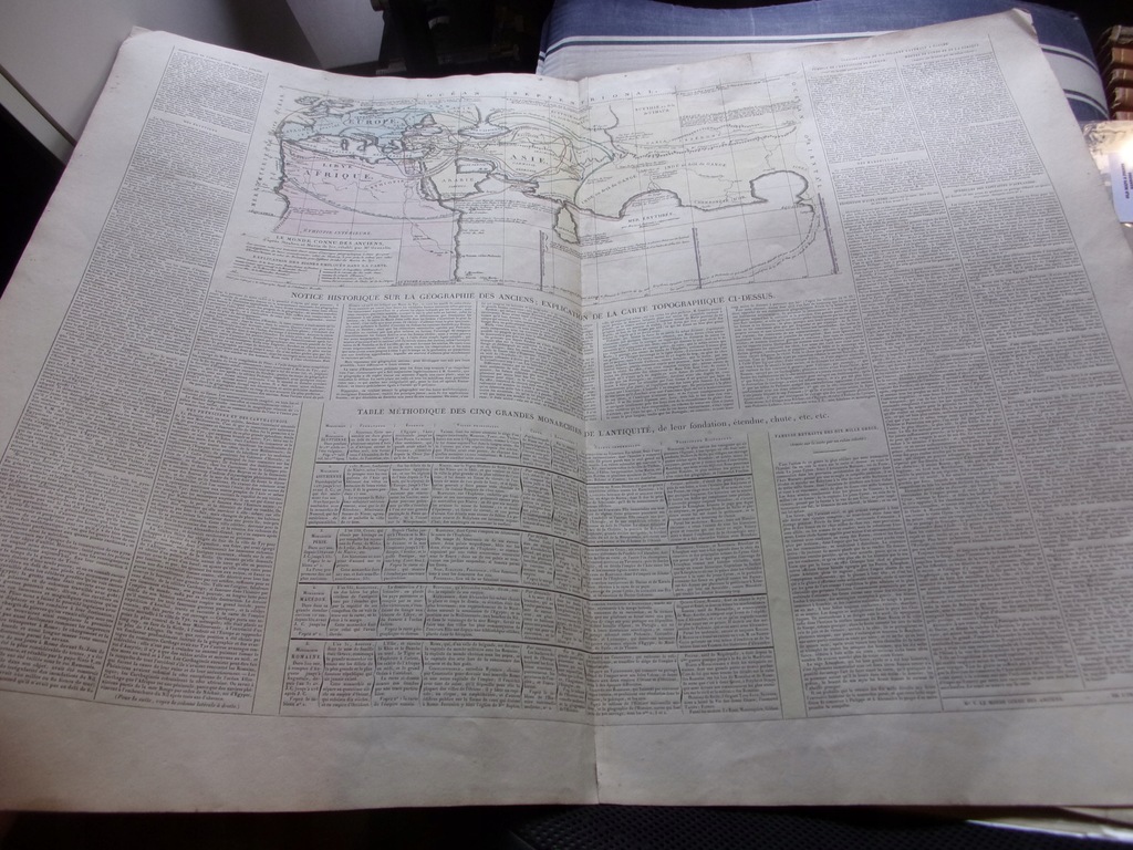 mapa ŚWIAT STAROŻYTNY ręcznie kolor 80x60 cm 1827