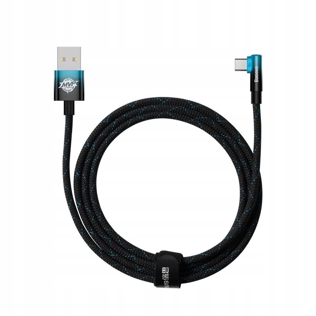 Kabel kątowy Baseus MVP 2 Elbow USB-A - USB-C 2m PD 100W 5A niebieski