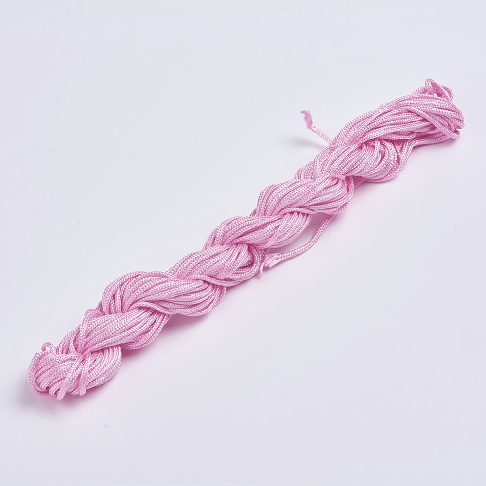 Nylonowy sznurek jubilerski, różowy, 12m do makram