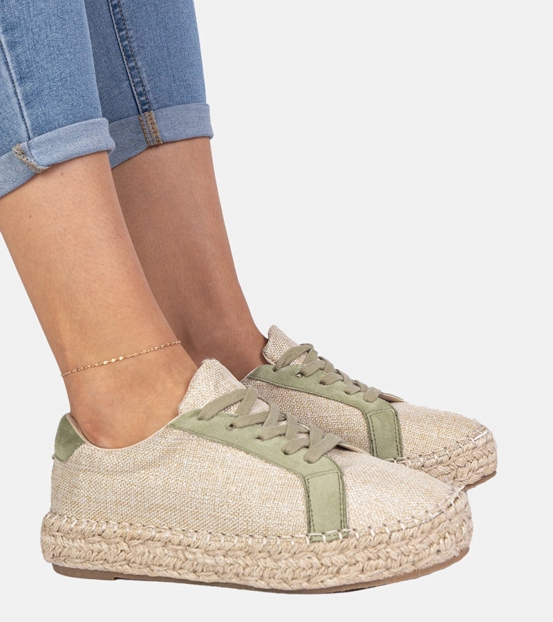 Zielone damskie espadryle sznurowane Malsi rozmiar 41