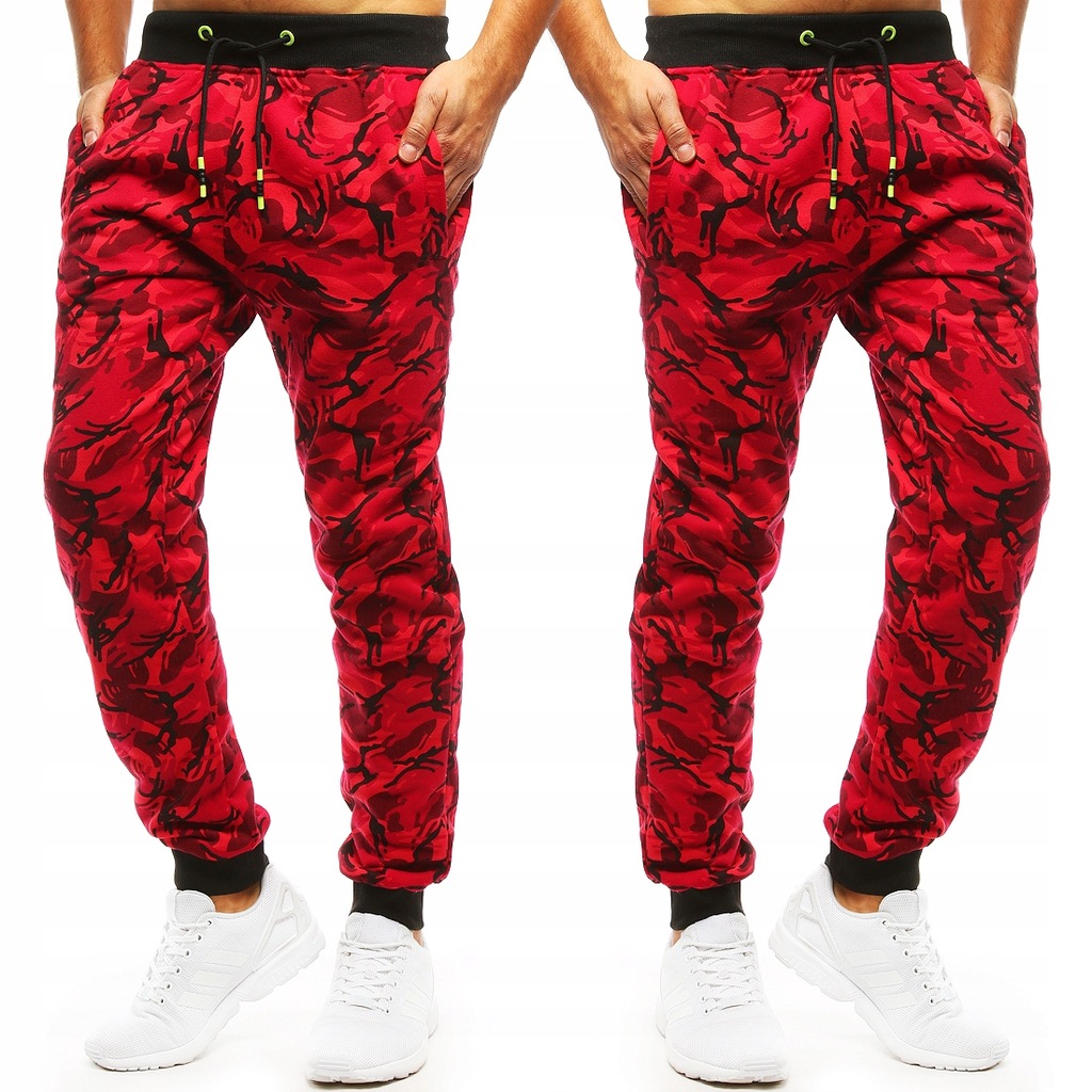 MESKIE SPODNIE DRESOWE CAMO CZERWONE roz. L