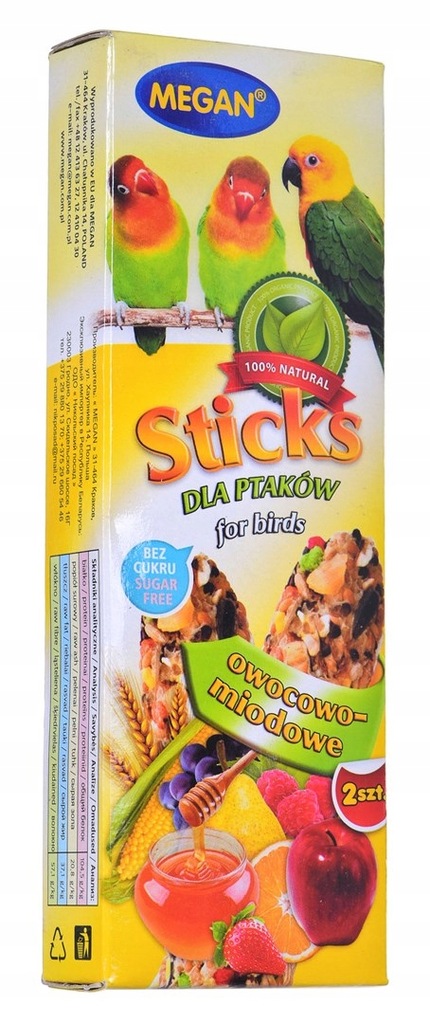 Sticks d/ptaków owocowo-miodowe 2 szt.