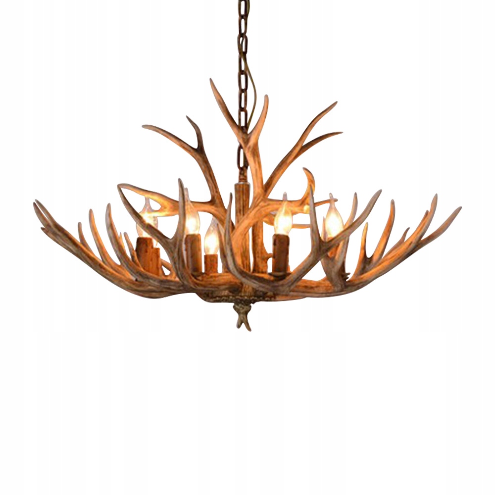 ŻYRANDOL Z POROŻA ŻYWICA E14 6 GŁOWIC 220V