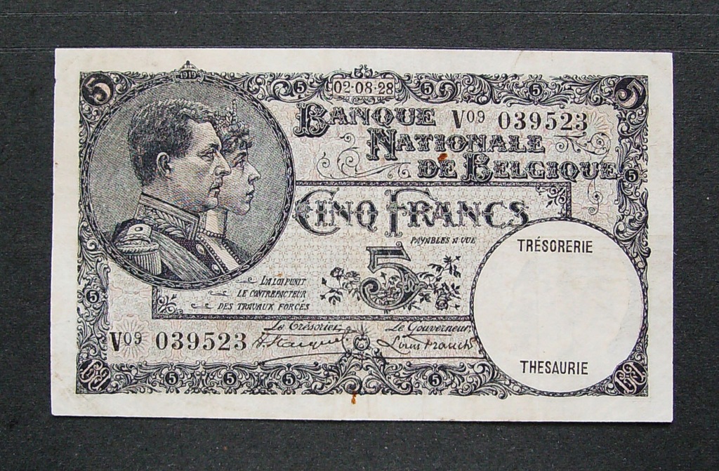 5 franków 1928 seria V09 039523