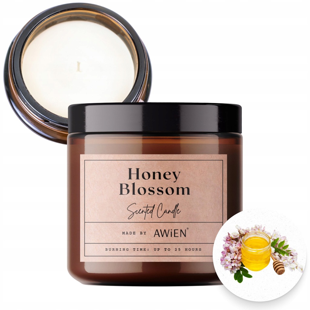 Słodka Świeca Sojowa w Słoiczku Bawełniany Knot o Zapachu Honey Blossom