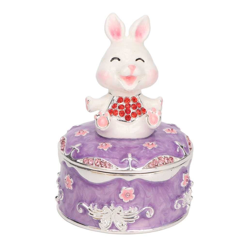 Pudełka na ozdoby z figurką królika Ręcznie malowane cyrkonie Małe pudełko