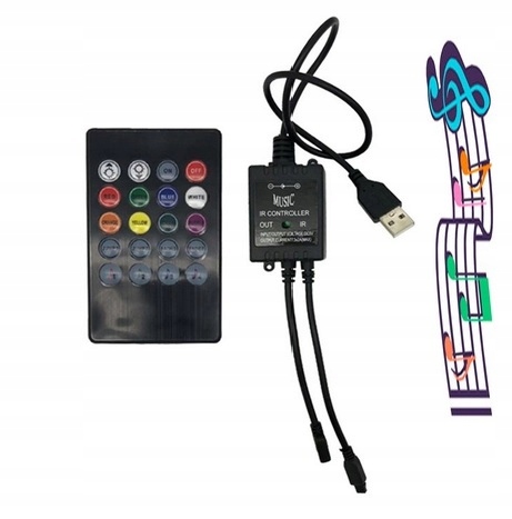 Sterownik Kontroler USB MUZYCZNY do taśm LED RGB