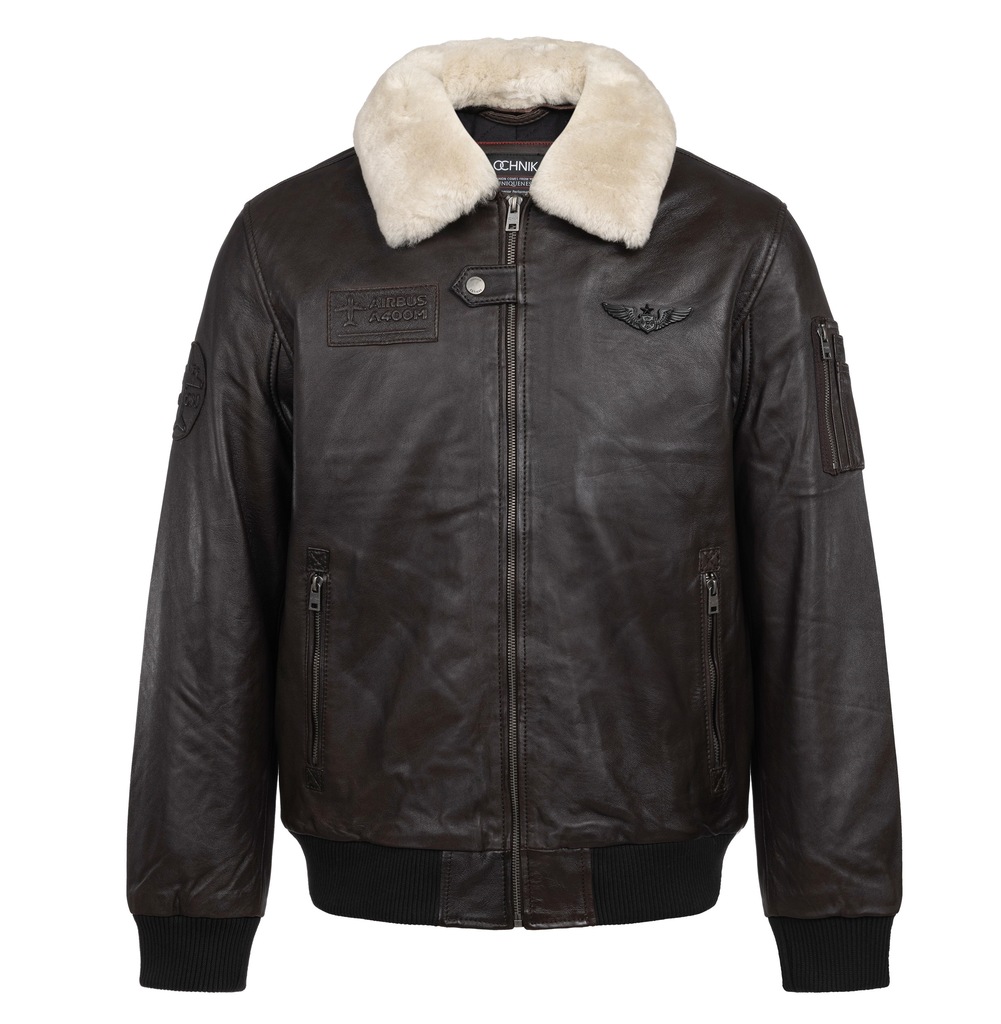 OCHNIK KURTKA MĘSKA SKÓRZANA ZIMOWA KURMS-0350-4158 Pilotka XL