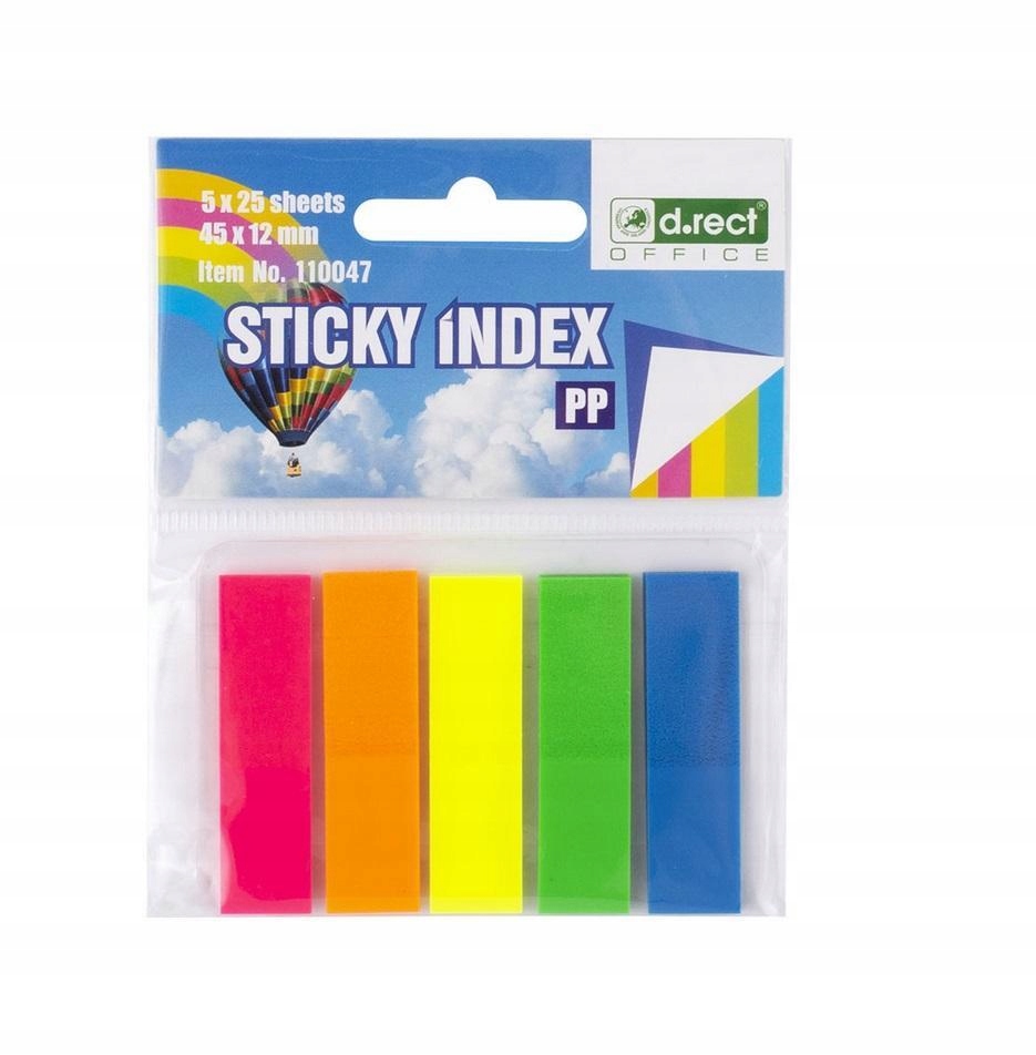 ZAKŁADKI INDEKSUJĄCE 45X12MM 5X25 SZTUK D.RECT