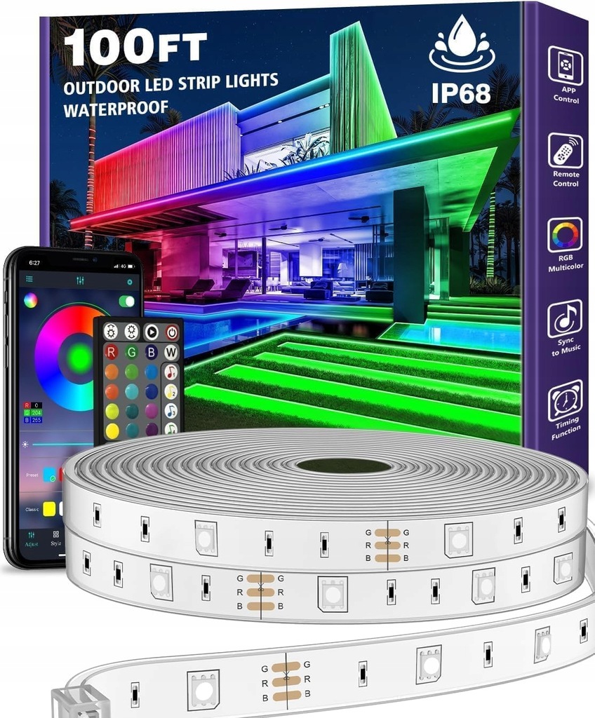 Taśma LED AILBTON IP68, RGB, 30 metrów