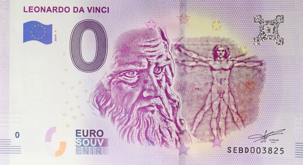 0 Euro - Leonardo Da Vinci - Włochy - 2019