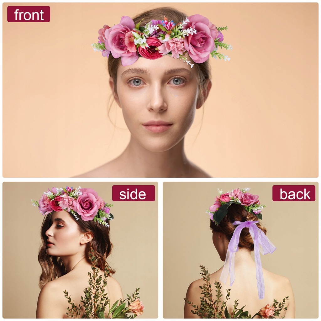 FLOWER HEADBANDS ELF EARS GARLAND 6 PCS
