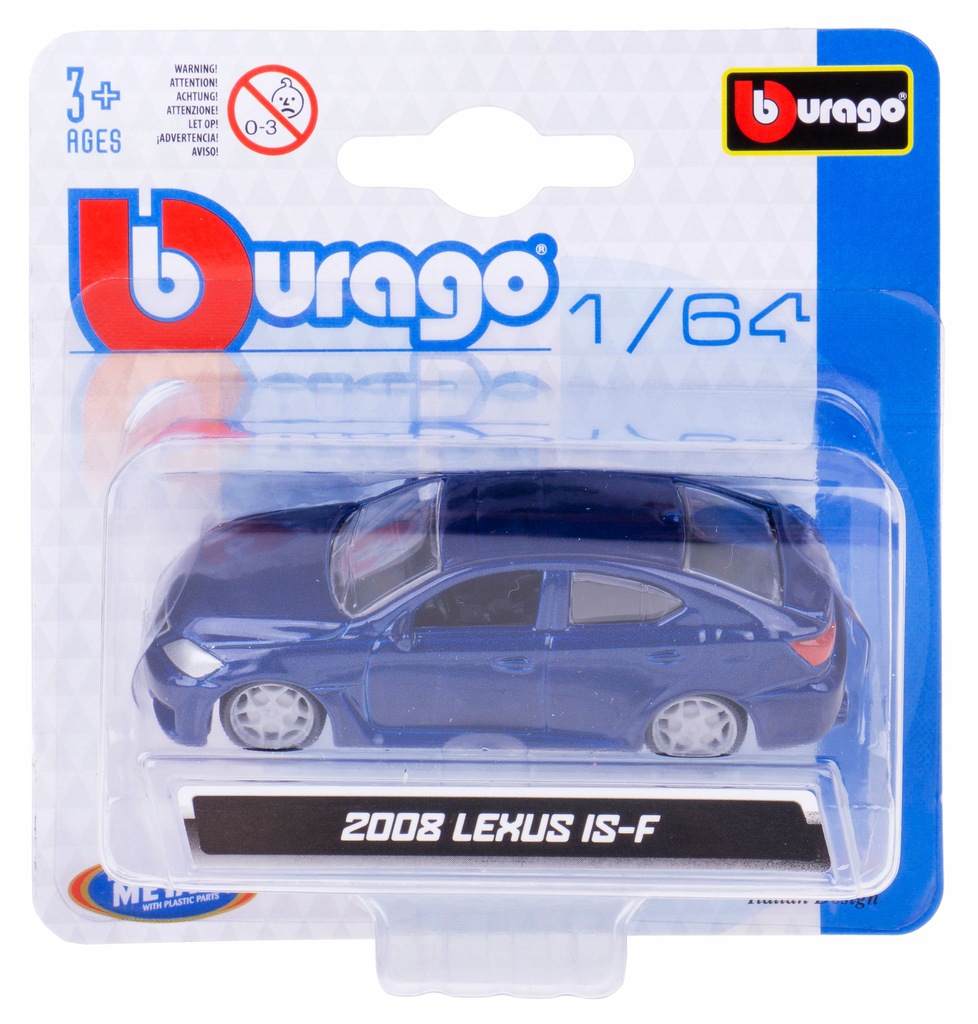 LEXUS IS-F 2008 RESORAK METALOWY 1:64 BBURAGO NIEBIESKI