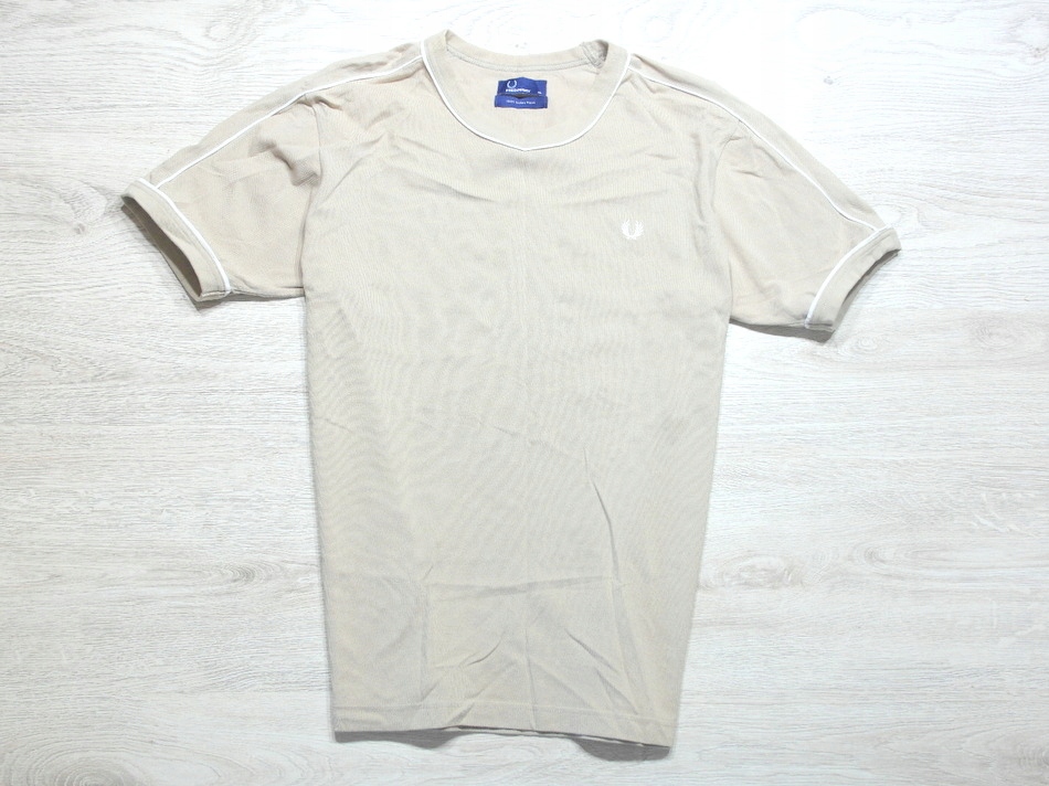 FRED PERRY _ IDEALNA BEŻOWA KOSZULKA Z LOGO _ L/XL