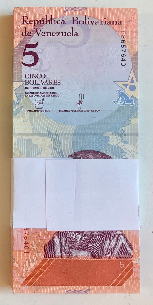 Paczka bankowa Wenezuela 5 Bolivares 2018 UNC
