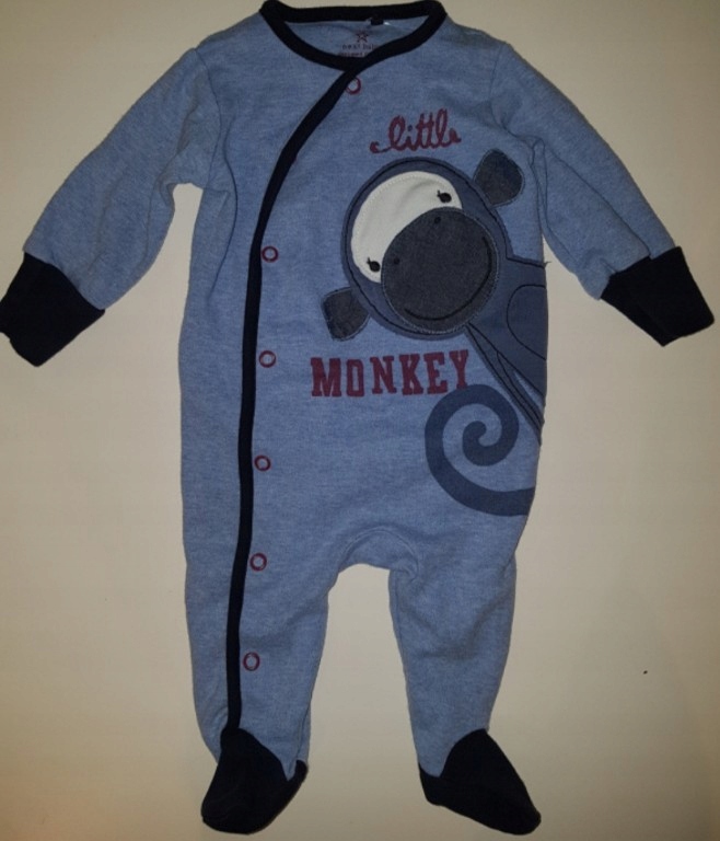 Super miły pajac cotton z małpką Next Baby 3-6mc