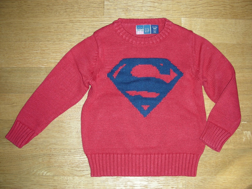 GAP Sweter sweterek ciepły Superman rozm 98 - 104