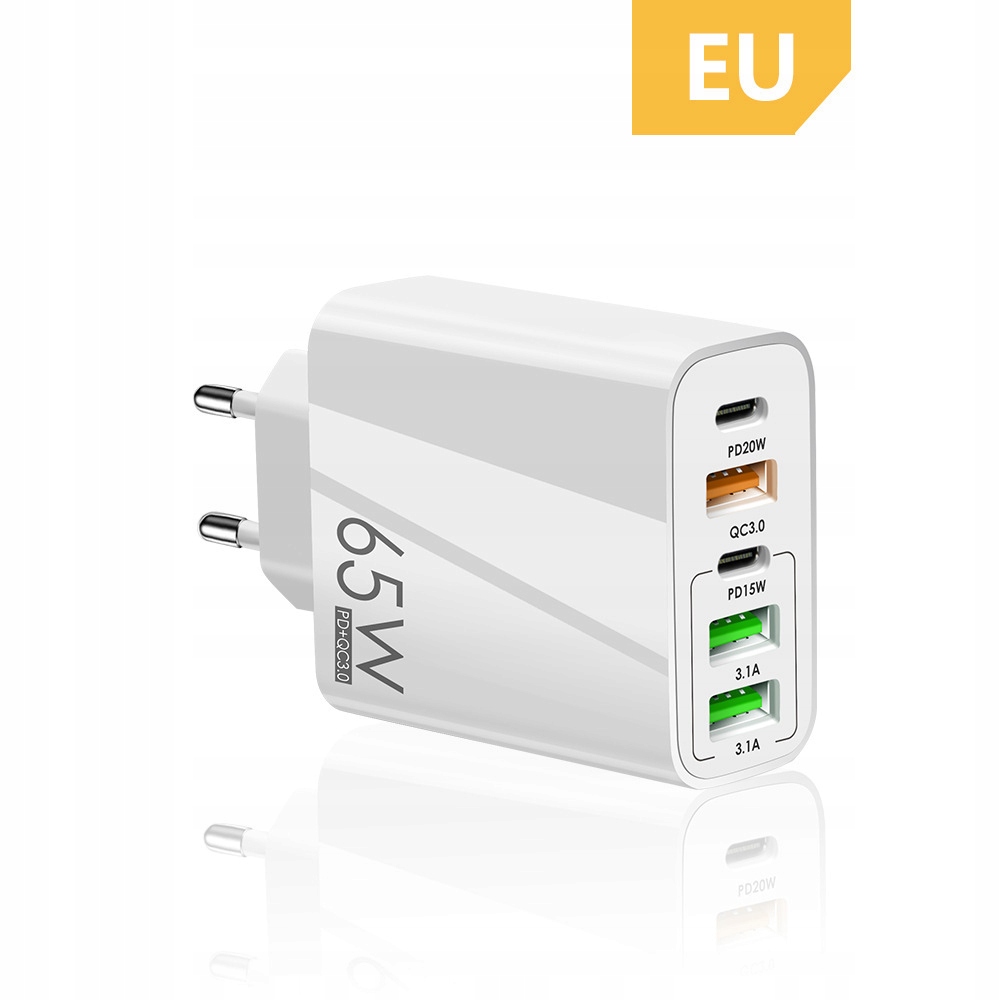 65W USB Fast Charger 4-Port Charger Adapter