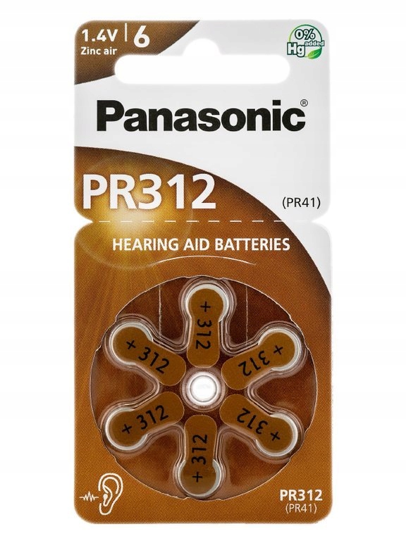 Bateria słuchowa Panasonic PR312 - komplet 6szt.