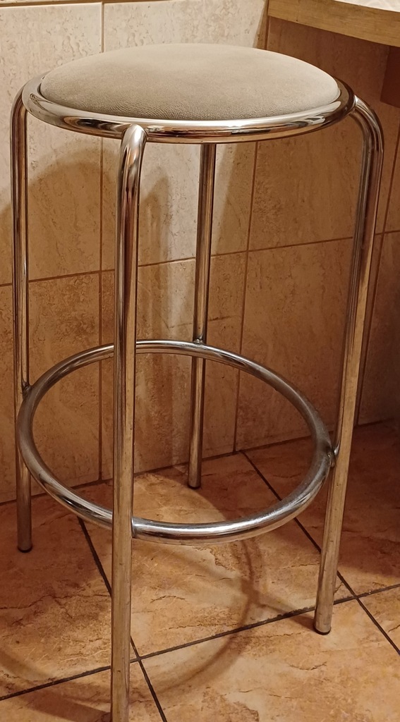 Hoker stołek krzesło tapicerowany wygodny chrom