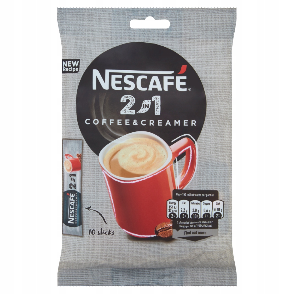Nescafé 2In1 Coffee & Creamer Rozpuszczalny Napój Kawowy 80 G (10 X 8 G)