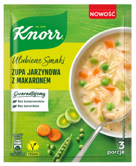 Zupa jarzynowa z makaronem bez konserwantów Ulubione smaki 3 porcje Knorr