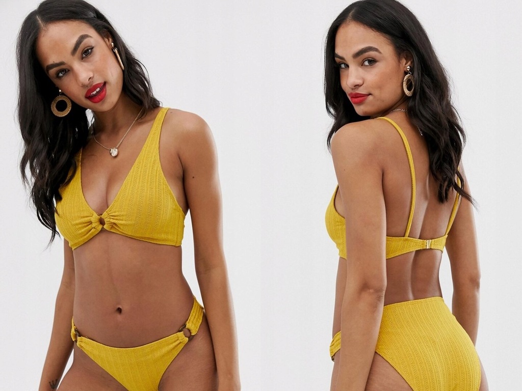 Vero Moda - Teksturowany top bikini musztarda S/36