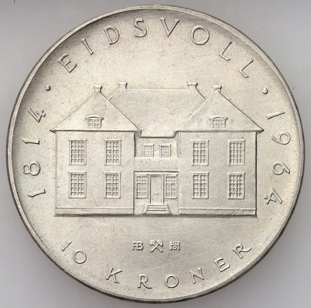 Norwegia, Olaf V (1957–1991), 10 koron 1964, Kongsberg