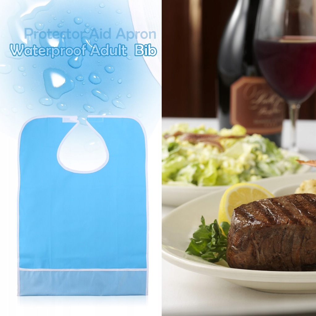 LARGE BIB WASHABLE BIB PU COATED BIB MEALTIME BIB ADULT AID APRON