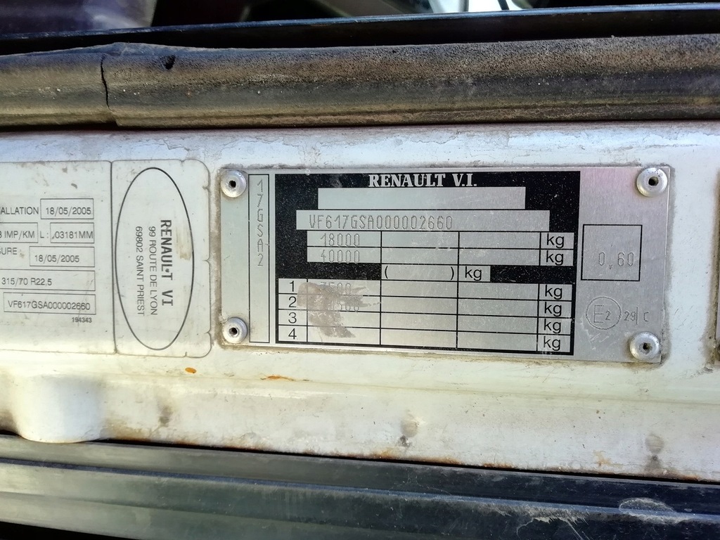 рено премиум 380 табличка вин